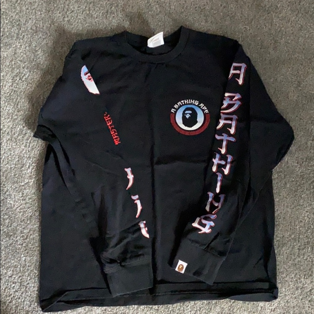 Medium Long Sleeve Black Bathing Ape Tee